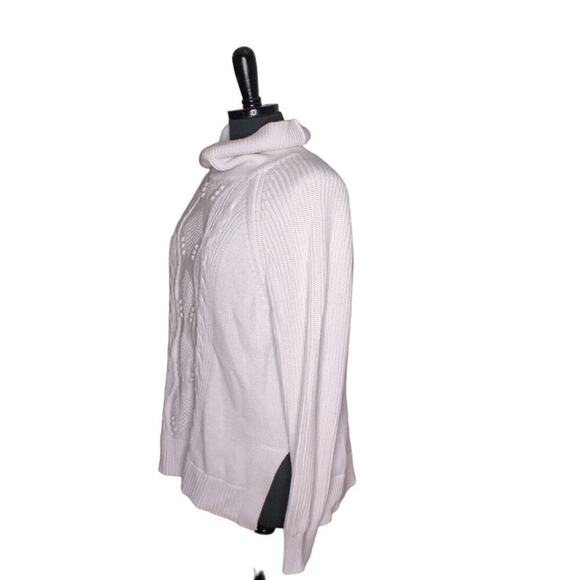 GAP White Fisherman Sweater Cowl Funnel Neckline 100% Cotton Size XL - Picture 2 of 5